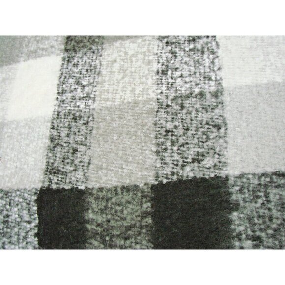 Womens Soft Chunky Warm Scarf Wrap Knit Fringe Black White Gray Plaid Lg 59x17" - Picture 10 of 12